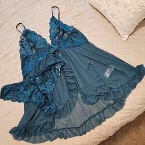 NWOT Babydoll Dress w Matching Panties (Green)